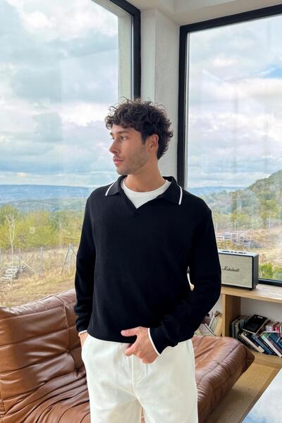 Flaw Wear Πλεκτό Πόλο με λαιμόκοψη Μαύρο