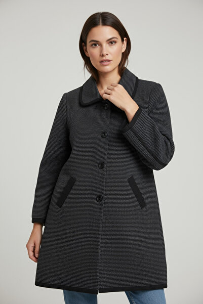 ECE GİYİM Women's Buttoned Front Thick Knit Cardigan with Pocket and Collar