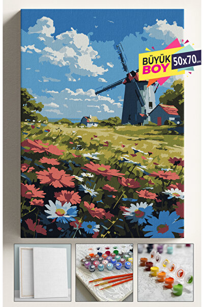 Genel Markalar Sayılarla Boyama Seti Numaralı Tuval Fırça Boya Dahil Kasnaklı...