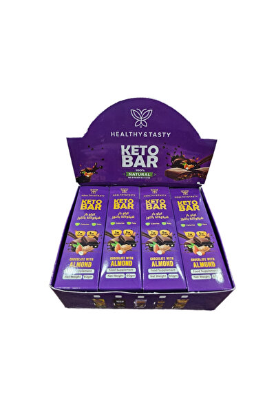 Healthy and tasty بوكس 12 حبة كيتو بار شيكولاتة باللوز 60 جرام