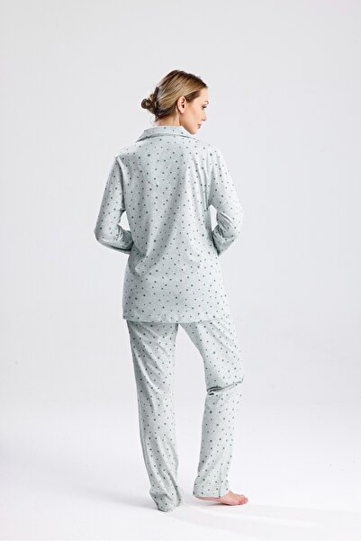 Yeni İnci YILDIZ DESEN PAMUK KADIN PİJAMA TAKIM