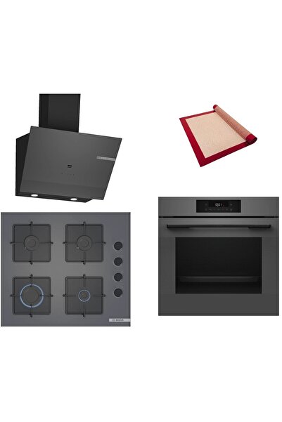 Bosch Gri 3 lü Ankastre Set (HJG852YN0T-POP6C9P30O-DWK67PJ70T) 3D Fry - Pişir...