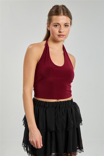 BARRELS AND OIL Women's Halter Neck Blouse - Burgundy