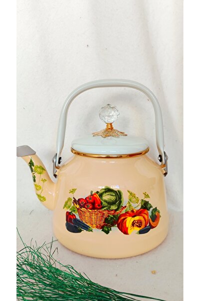EBRULİEMAYE Vegetable Retro Enamel Teapot Kettle 2.5 Liters