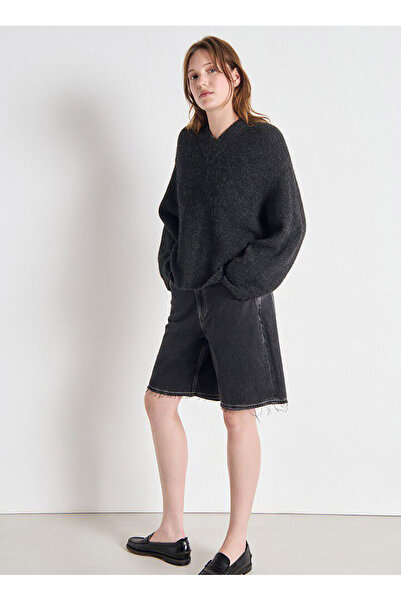 American Vintage V Yaka Standart Antrasit Kazak Kadın EAST18TH25ANTHCH