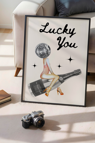 Basquiart Poster cu ramă neagră din seria Lucky You, decor de perete nr:110