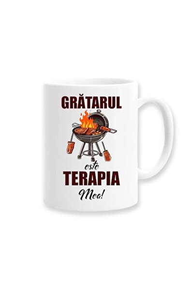 OEM Personalized Mug with Message: 'Grilling is My Therapy', Betaprint, White, 330ml