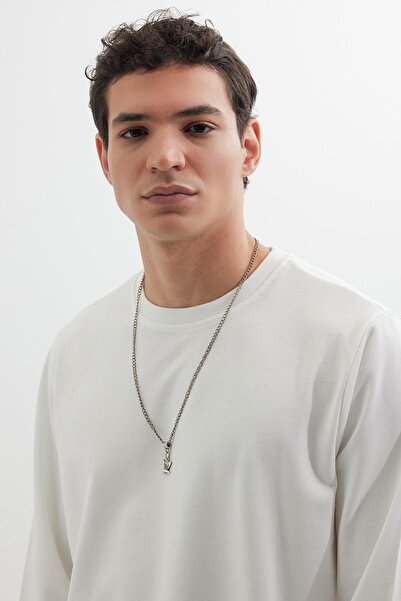 Tudors Чоловічий Relax Fit Зручний крій 100% бавовна 2 нитки Велосипедна горловина Біла толстовка