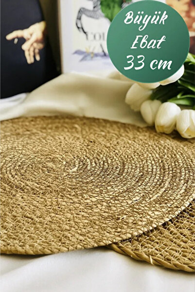 GÜVEN DTM Jute Placemat 6-Piece Set American Service 33 cm Diameter Placemat 6-Piece Set