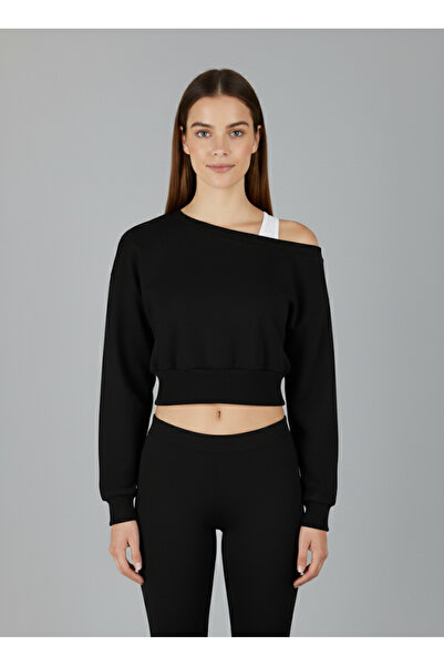 Afri Modern basic cu bretele, cu umărul deschis, negru Swea tricou |   Mânecă Reglan croială