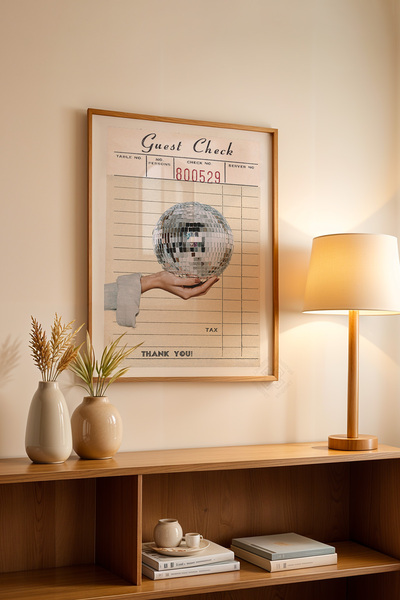 Basquiart Poster cu ramă din lemn din seria Lucky You, decor de perete pictat...