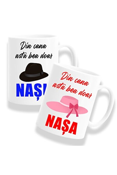 OEM Set 2 căni personalizate pentru nași cu mesajul: „Din această cană bea do...