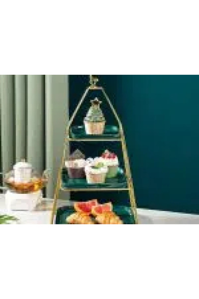 Trendy's Tava fructe, cu trei nivele,verde-gold