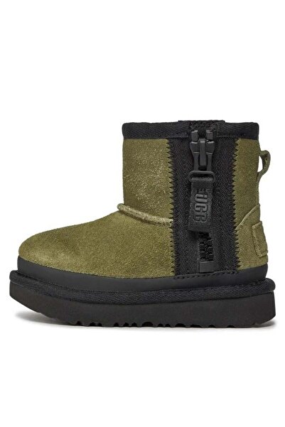 UGG Mini Fermuarlı Logo Çocuk Botu – Petrol
