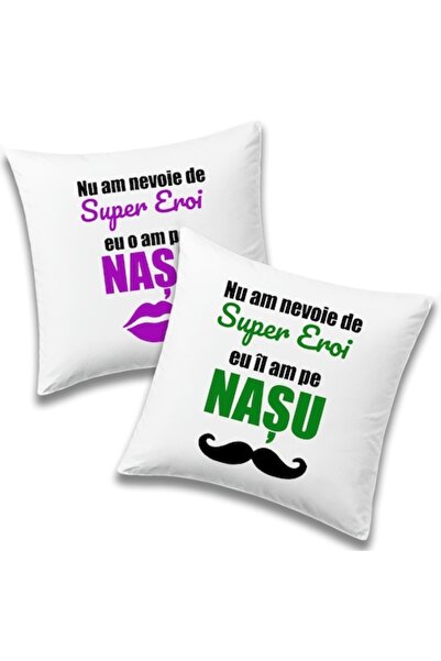 OEM Set 2 personalized pillows for Godparents with message: 'I don't need superheroes', Model 1, Betapri