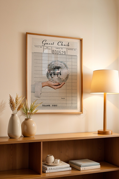 Basquiart Poster cu ramă din lemn din seria Lucky You, decor de perete pictat...