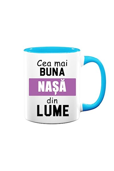 OEM Cană personalizată pentru nașă cu mesajul: „Cea mai bună nașă din lume”, model mov, Betaprin