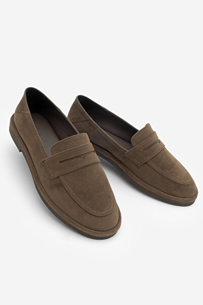 Marjin Damen-Loafer mit flacher Sohle, Mokassin, Freizeitschuhe, Riston, braunes Wildleder