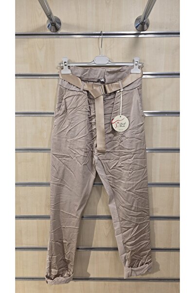 Park Moda Color Gradient Pants with Belt Plain Pattern