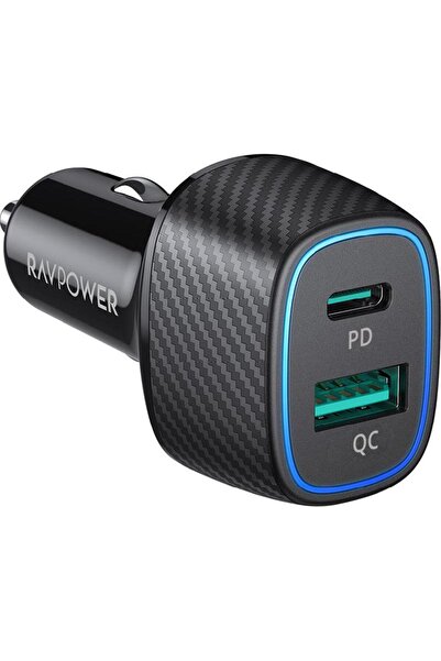 RavPower شاحن سيارة ثنائي المنفذ PD سريع 3.0