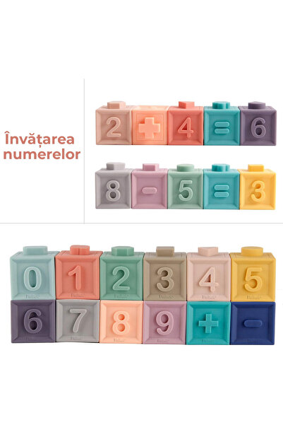 Pitikot Set cuburi moi interactive pentru bebelusi Pitikot®, jucarie educationala cu sunete