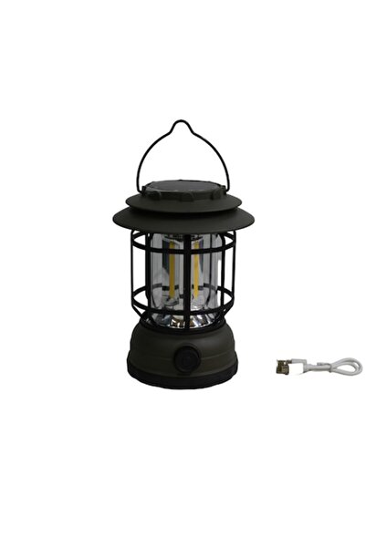 Unbranded/Generic Lanternă de camping cu încărcare solară + USB, cârlig și baterie reîncărcabilă