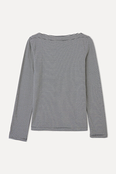 Mudo Striped Skat Neck Long Sleeve T-Shirt