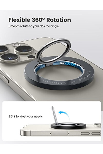 Lamicall Magnetic Finger Phone Ring Holder for MagSafe - Misty Black