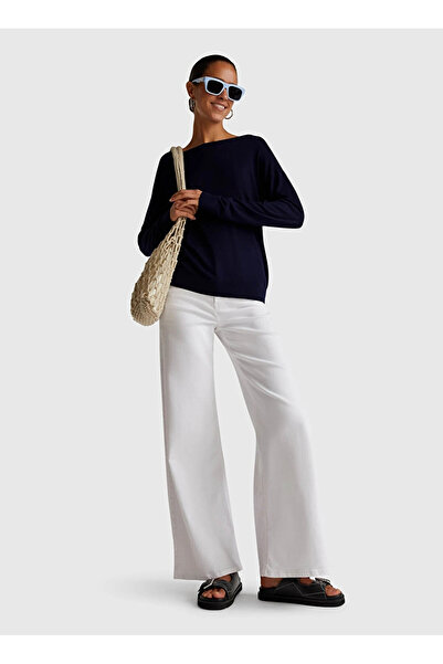 Benetton Kayık Yaka Normal Lacivert Kazak Kadın 103VD10AV