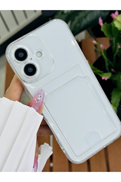 Go Aksesuar Iphone 17 Uyumlu Kartlıklı Darbe Önleyici Esnek Silikon Şeffaf Kılıf