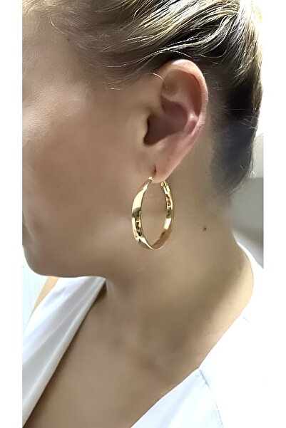 VNS Accessories Rodyum Kaplama Halka Küpe (Kalınlık: 5 mm / Çap :4 cm)