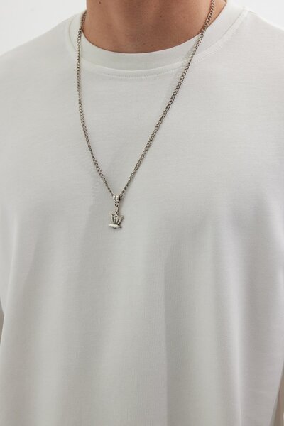 Tudors Ανδρικό φούτερ Relax Fit Άνετο κοψίματος 100% βαμβάκι με λαιμόκοψη με 2 κλωστές, λευκό