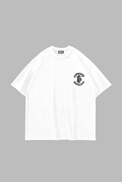 Sekizbiraltı Sons of Anarchy Printed Oversize Unisex White Tshirt
