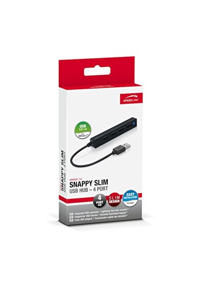 Speedlink Hub USB SNAPPY SLIM, 4 porturi, USB 2.0, pasiv, negru