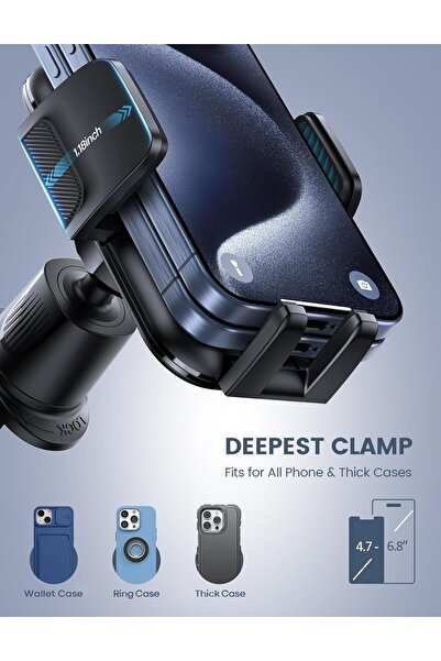 Lamicall Wider Clamp & Metal Hook Car Phone Holder Vent - Thick Case Friendly