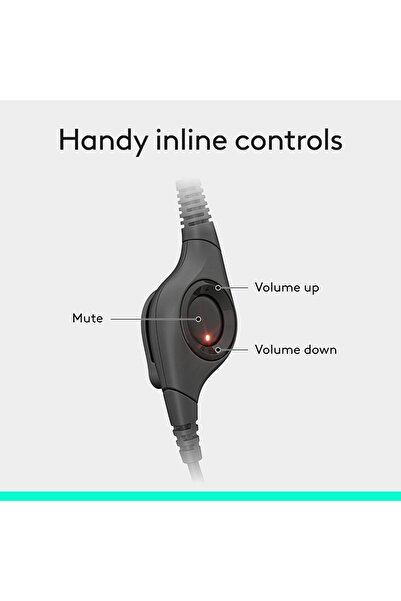 logitech H390 Wired Headset, Stereo Headphones with Noise Cancelling Microphone, USB, In Line Contro