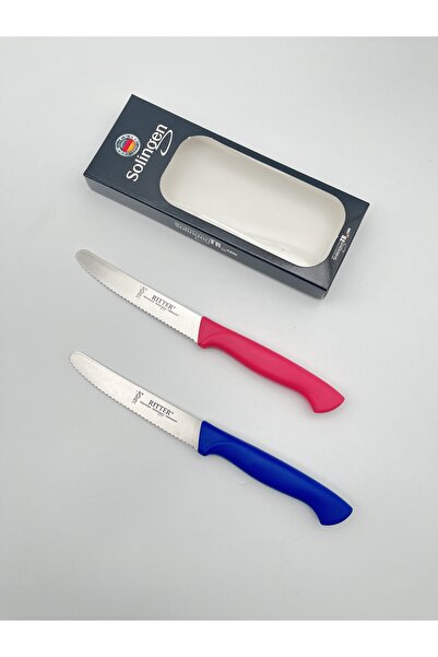 Solingen Doğrama Bıçağı Tırtıklı 2'li Pembe Mavi