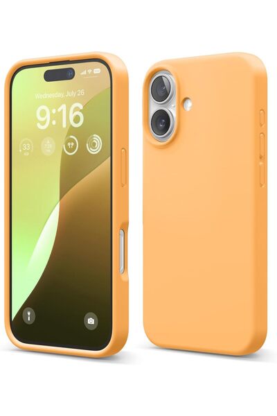 Merwish Apple Iphone 17 Uyumlu Içi Kadife Lansman Silikon Kılıf Kapak Turuncu