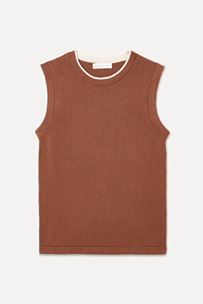 Mudo Modal Mixed Crocheted Sweater with a Circular Neckline