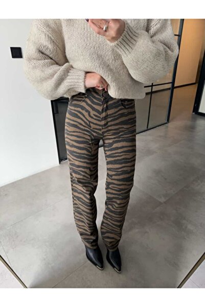BB Bensu Buyruk PANTALONI CU TIGĂI CU MODEL ZEBRA MARO