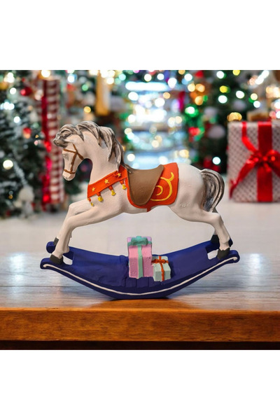 LAKAR Dekoratif Polyester Sallanan At, Yılbaşı temalı hedyekil obje