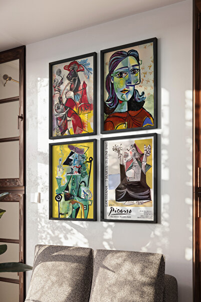 Basquiart Poster artistic Picasso cu 4 rame negre, set de picturi nr.:34