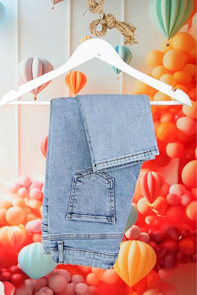 Stilova Erkek Çocuk Slim Fit Çift Taraflı Ayarlanabilir Bel Düz Paça Cepli Mavi Jean Pantolon