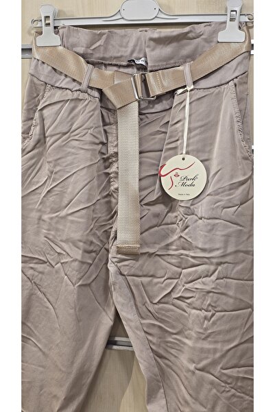 Park Moda Color Gradient Pants with Belt Plain Pattern