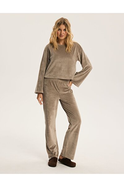 ESOTIQ BLOOVII Women's Two Piece Set Loungewear Pajama Fleece Blouse & Pants Homewear | Dreamy