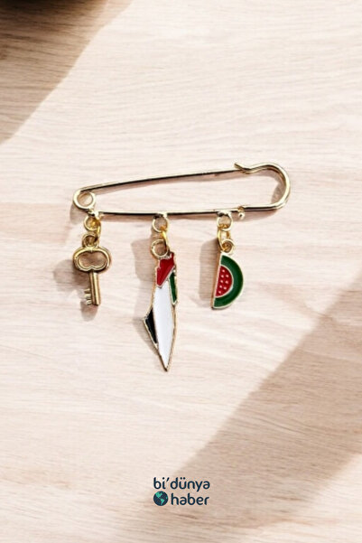 Bi Dünya Haber Filistin 3'lü Yaka İğnesi & Broş