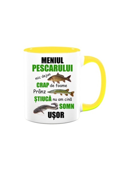 OEM Cană personalizată pentru pescar cu mesajul „Meniul pescarului”, Betaprin...