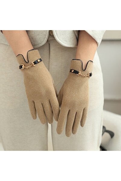 PriStyle Women's Fleece Gloves, Elegant Style with Golden Details and Black S...