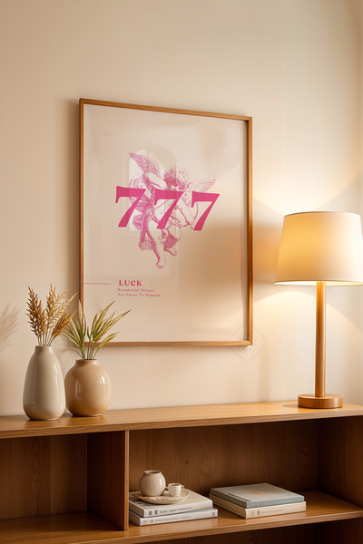 Basquiart Poster cu ramă din lemn din seria Lucky You, decor de perete pictat...