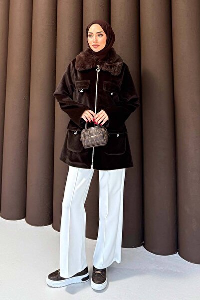 Melike Tatar Γούνινο κοντό παλτό 32-2501